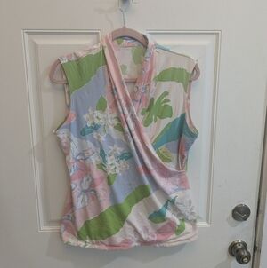 J. McLaughlin Catalina Cloth Pastel Floral Wrap Style Blouse